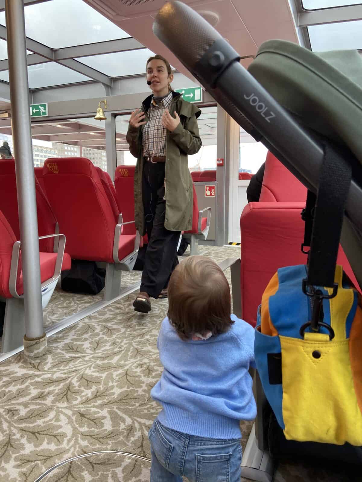 20+ Things to Do in London With a Baby 38 Baby C watching the guide on board our Tower of London River Tour give her commentary as we sailed down the Thames