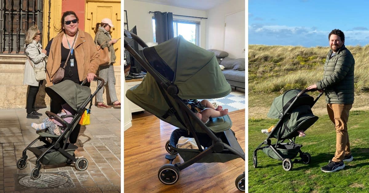 Three images showing off the Joolz Aer travel stroller