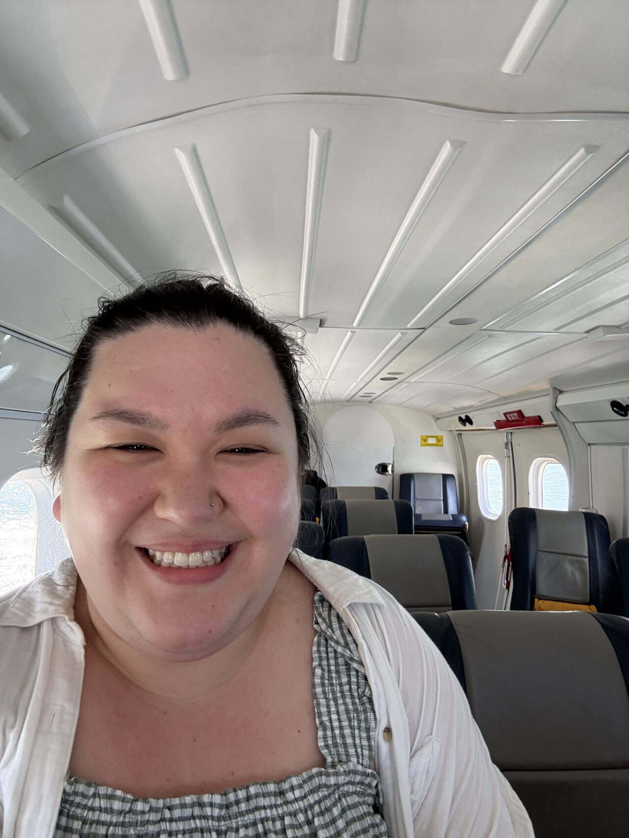 Should You Take a Seaplane to Victoria from Vancouver? (Harbour Air Review) 24 Selfie of Riana inside a Harbour Air seaplane