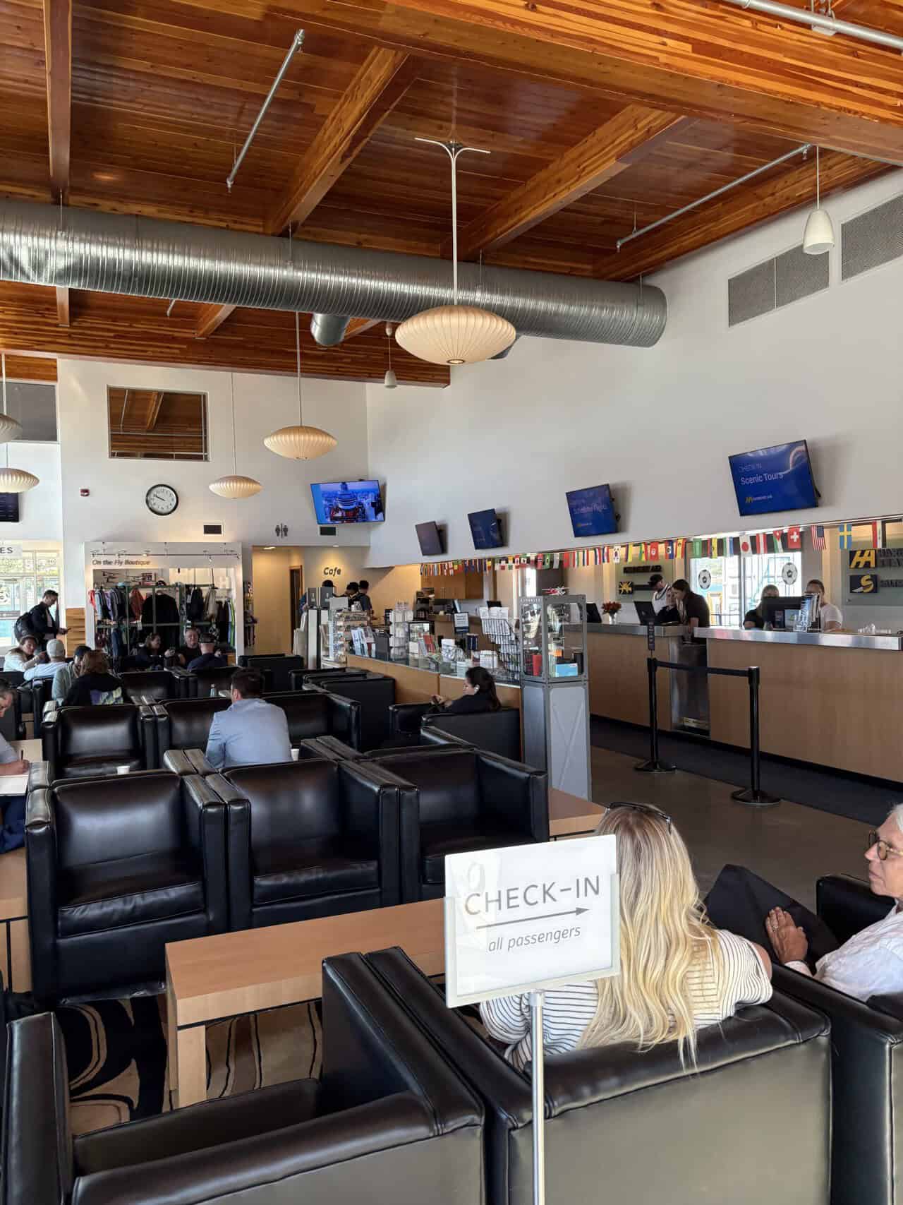 Should You Take a Seaplane to Victoria from Vancouver? (Harbour Air Review) 10 Waiting area and check in counters at Victoria Harbour terminal for Harbour Air seaplanes