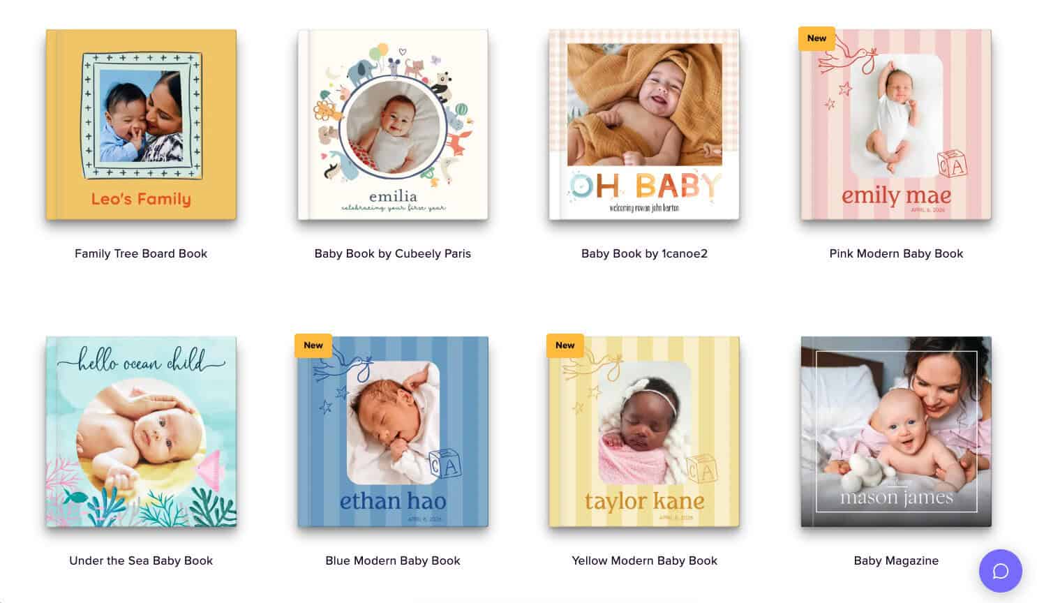 Making A Custom Board Book From Our Travel Photos 3 Screenshot of baby book templates on Mixbook for a custom board book photo book