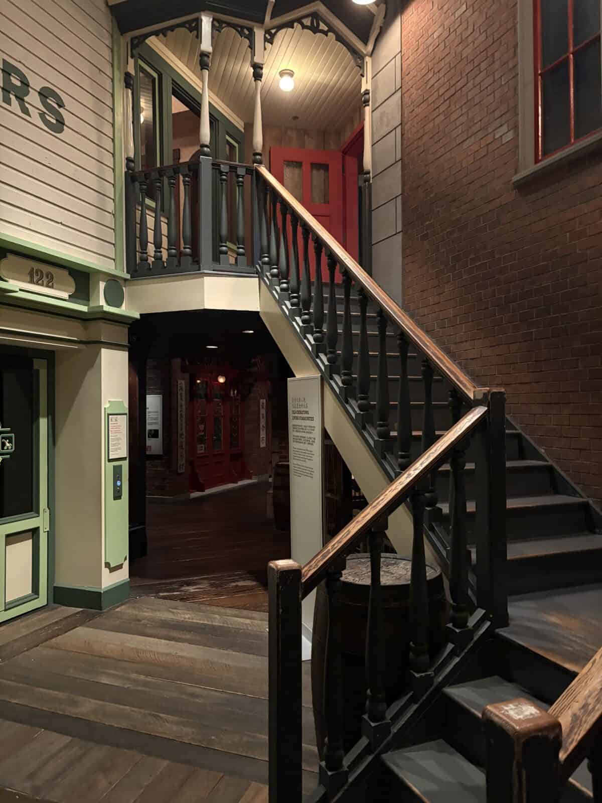 Staircase and second level of Old Town at the Royal BC Museum