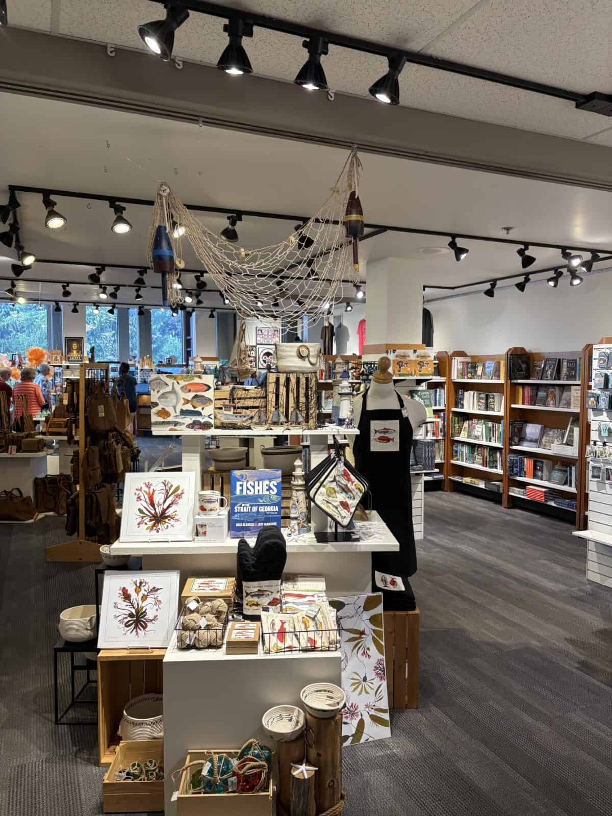 Shelves of objects on display at the Royal BC Museum gift shop