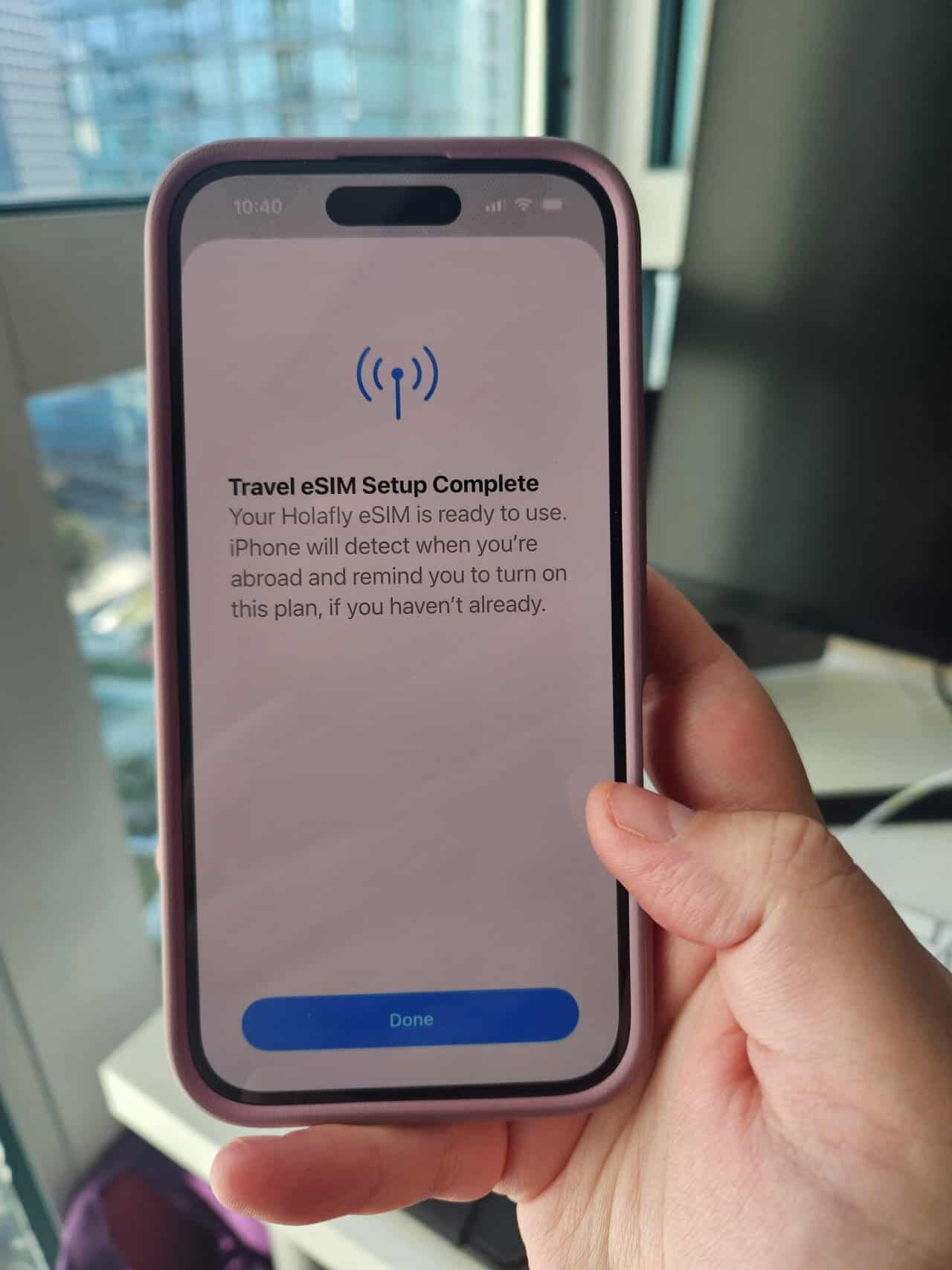How to Set Up Your Holafly eSIM 2 Screenshot of my Holafly travel eSIM setup complete